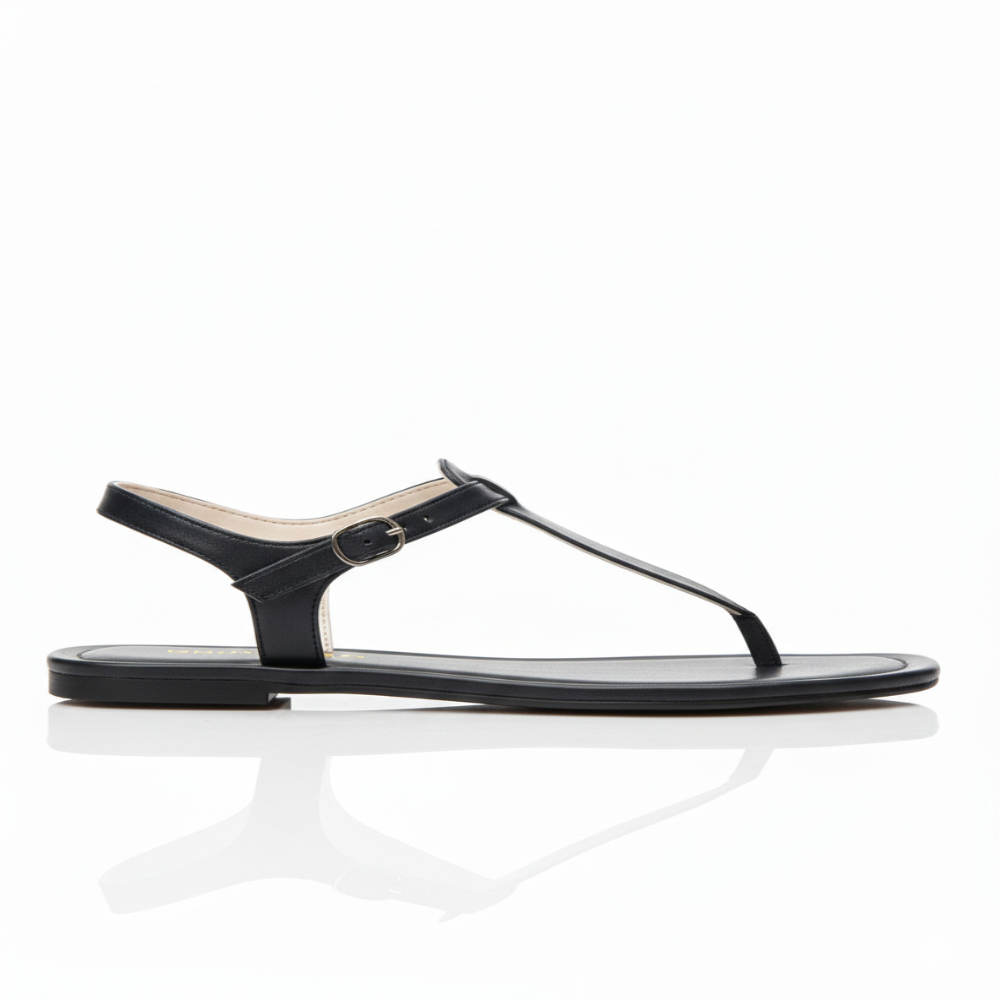 Women Flat T Strap Sandals with Adjustable Ankle Buckle